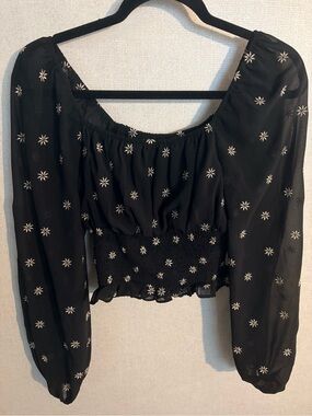 By Together Embroidered Smocked Waist Peasant Blouse